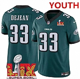 Youth Philadelphia Eagles #33 Cooper DeJean Green 2025 Super Bowl LIX Patch New F.U.S.E. Vapor Untouchable Limited Stitched Jersey,baseball caps,new era cap wholesale,wholesale hats